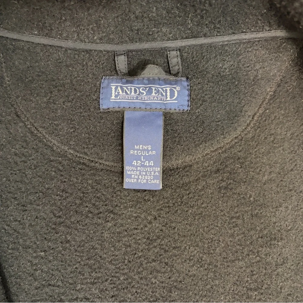 Lands’ End Polartec Fleece Jacket Full Zip Men’s Large Black